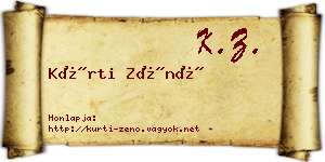 Kürti Zénó névjegykártya